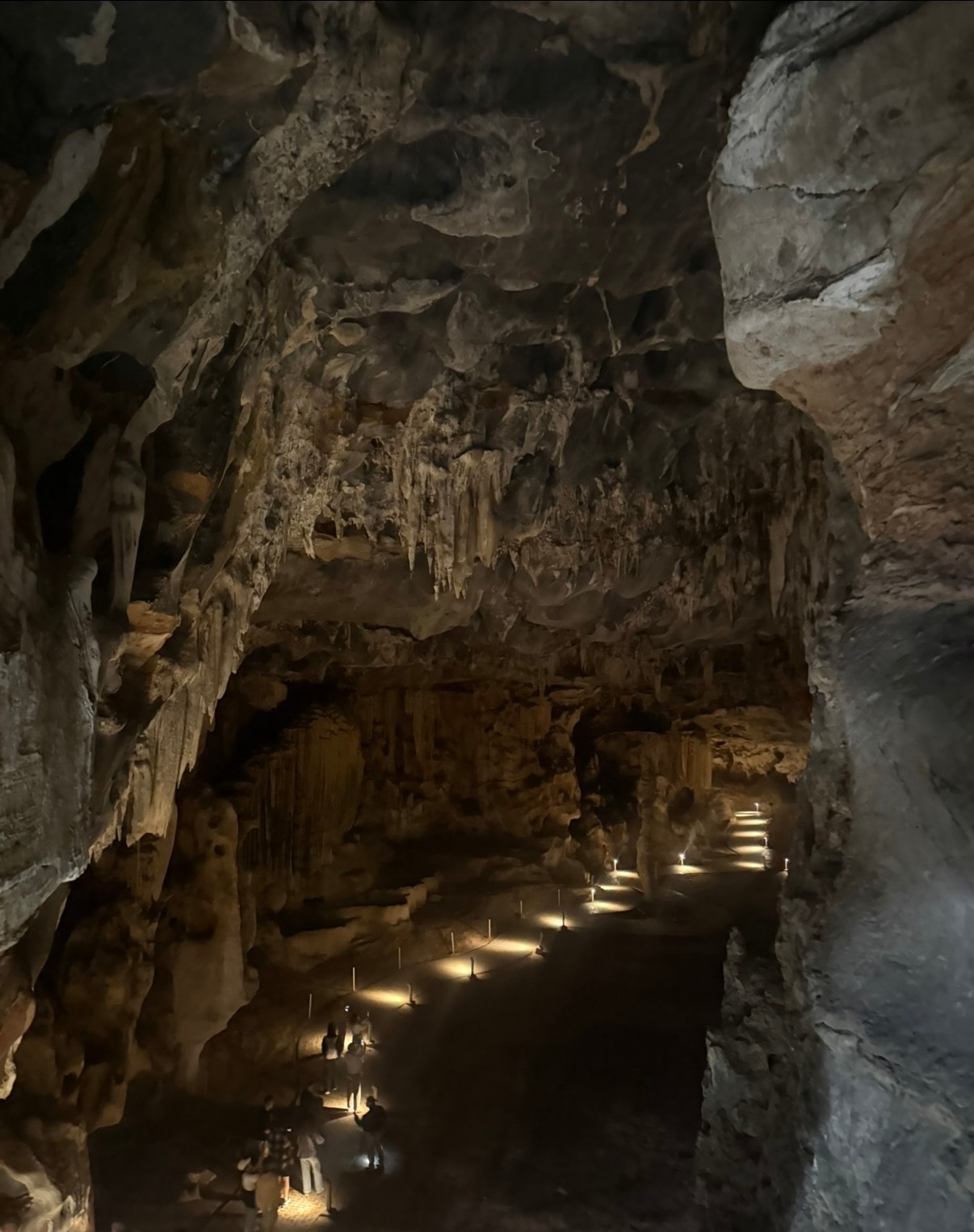 Underground cave with stalactites