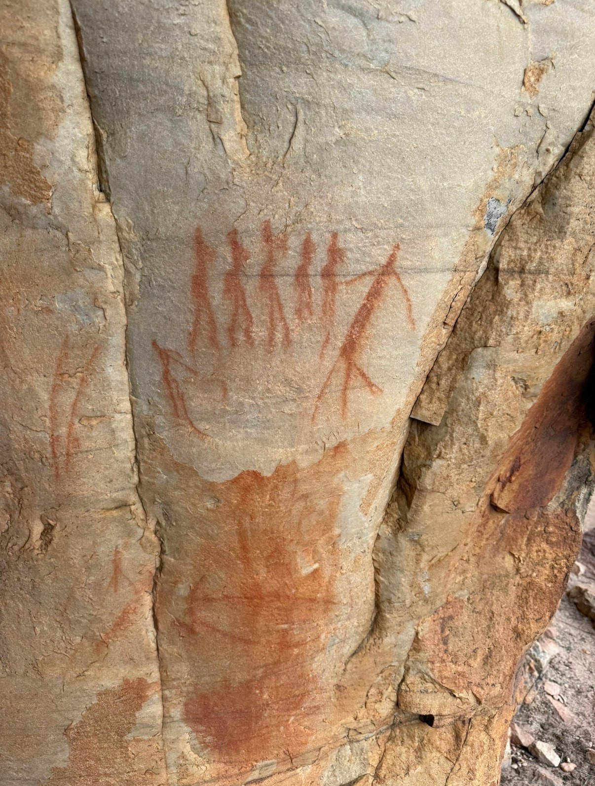Ancient San rock art hand stencil